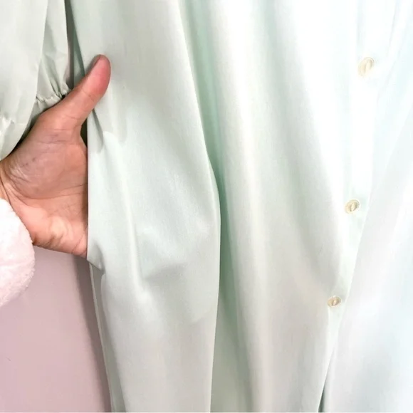 Vintage Mint Green Ruffle Embroidered Button Front Maxi Robe - Picture 10 of 11